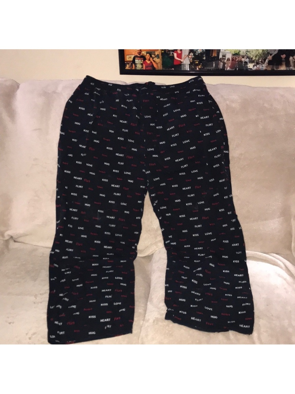 Love so sweet XL Men's Black Patterned Lounge Pants Casual Comfort with pockets